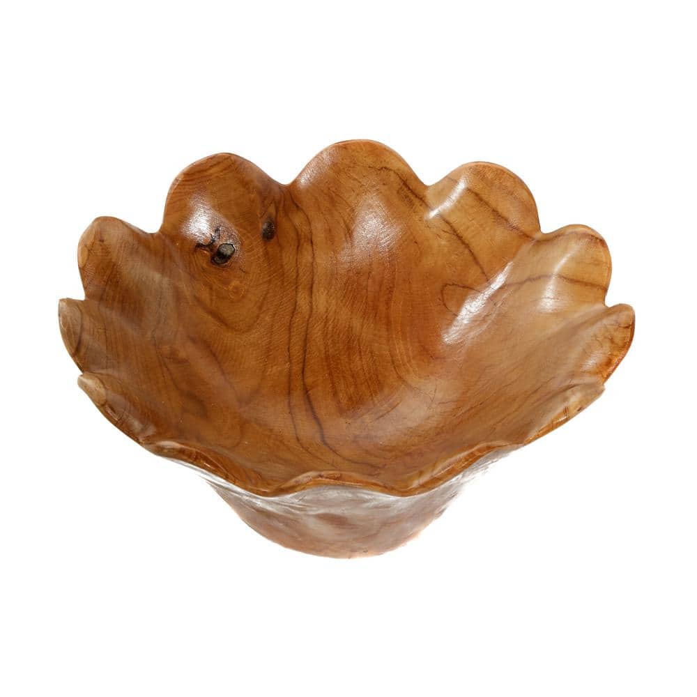 Handcrafted Teak Wood Floral Decorative Bowl Set
