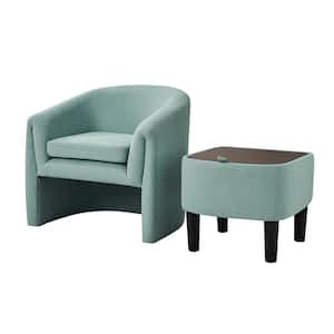 Zachary Teal Modern Upholstered Armchair with Storable Ottoman and Removable Cushion