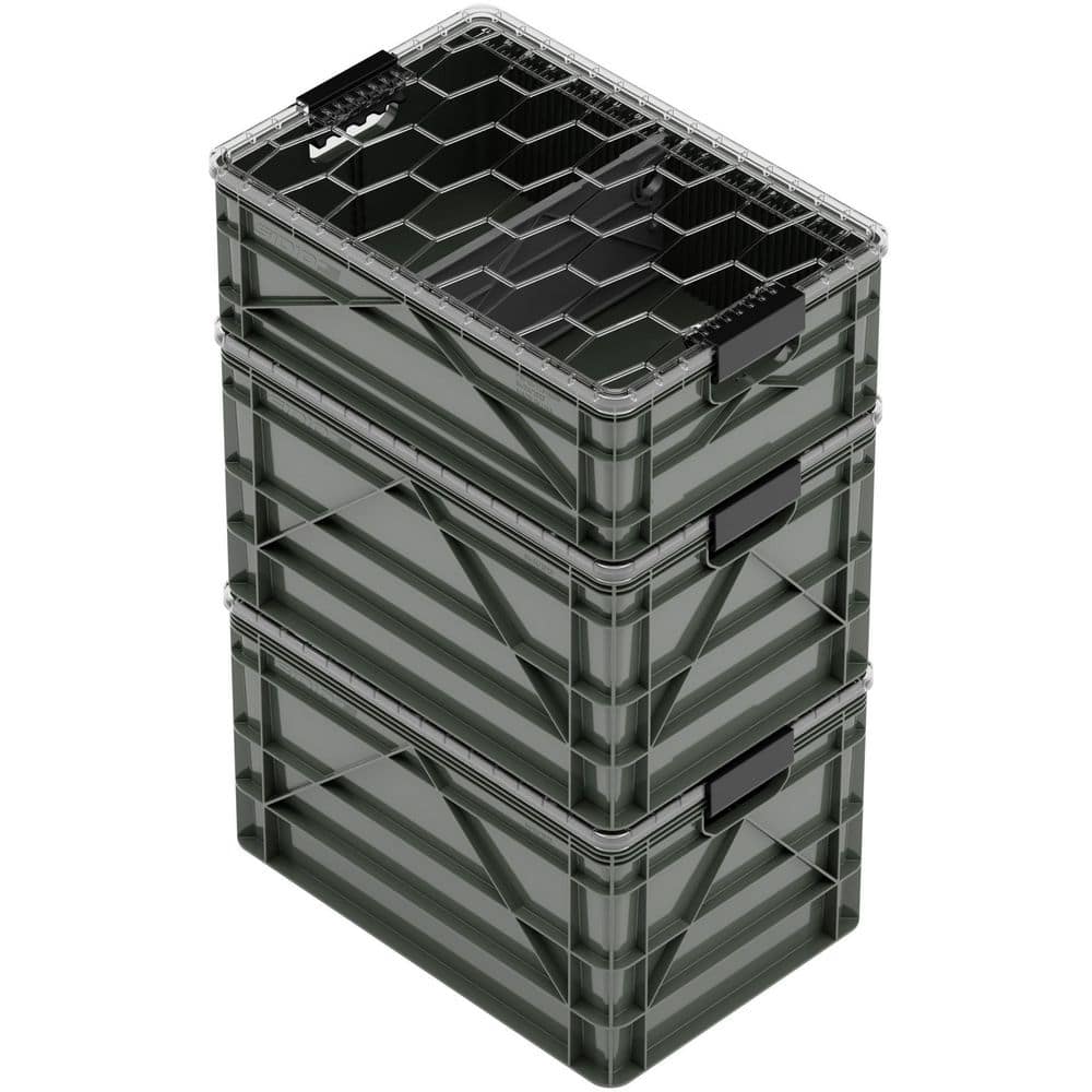 Crate Starter Pack 2 Full-Size and 1 Half-Size Heavy Duty Stackable Storage Bins with Lids and Dividers Stealth price history on PriceWatchPro