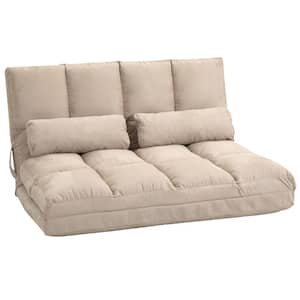 40.25" Beige Suede Double Floor Sofa Bed with 7 Position Adjustable Backrest