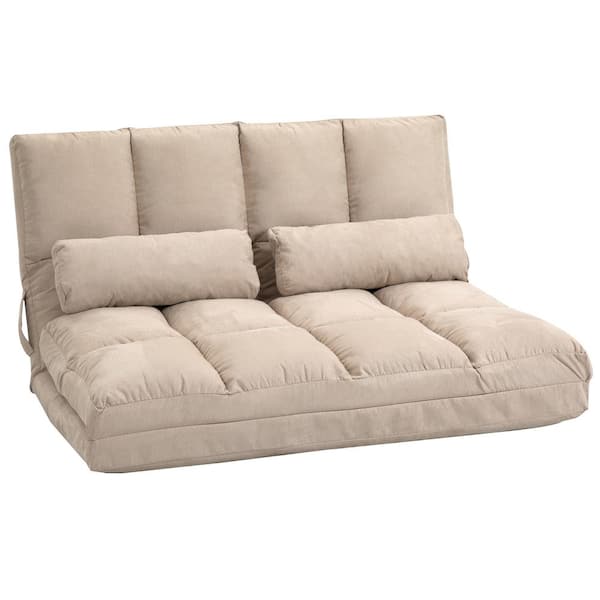 HOMCOM 40.25 Beige Suede Double Floor Sofa Bed with 7 Position Adjustable  Backrest 833-933V80BG - The Home Depot