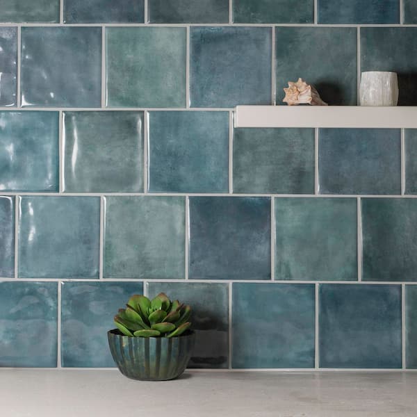 Safi 6 in. x 6 in. Blue Gloss Glazed Ceramic Wall Tile (13.89 sq. ft /case)