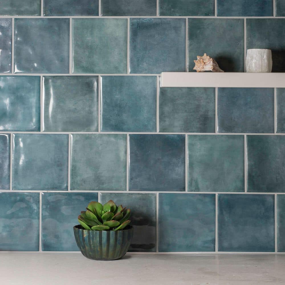 Safi 6 in. x 6 in. Blue Gloss Glazed Ceramic Wall Tile Sample price history on PriceWatchPro