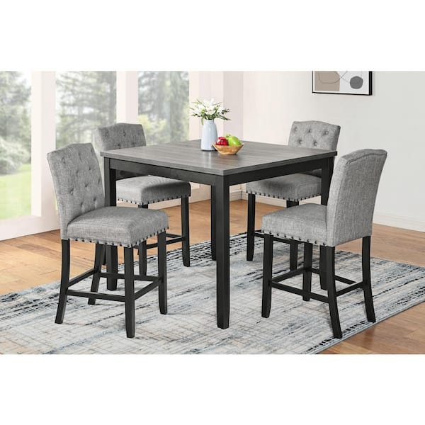 New Classic Furniture Daphne 5-Piece Gray Wood Top Counter Set (Seats-4)