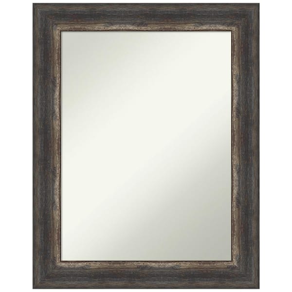 Amanti Art Bark Rustic Char 23 in. H x 29 in. W Framed Non-Beveled Bathroom Vanity Mirror in Black, Brown, Silver