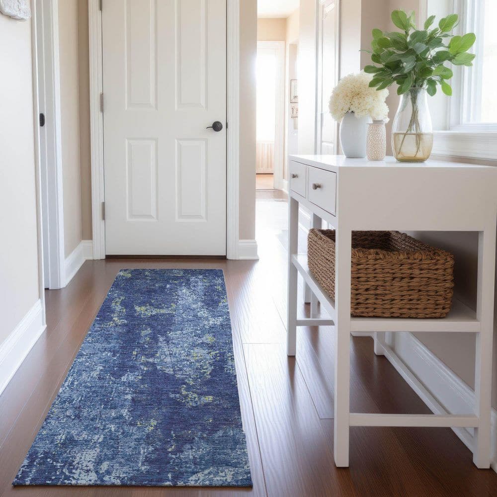 Mayfield Premium Machine Washable Abstract AMF1389 Navy 2 ft. 3 in. x 7 ft. 6 in. Runner Rug price history on PriceWatchPro