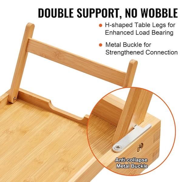 2 Pack Bed Tray Table Breakfast Trays Serving Bamboo Laptap with Floding  Legs Handles and Phone Holders : : Music