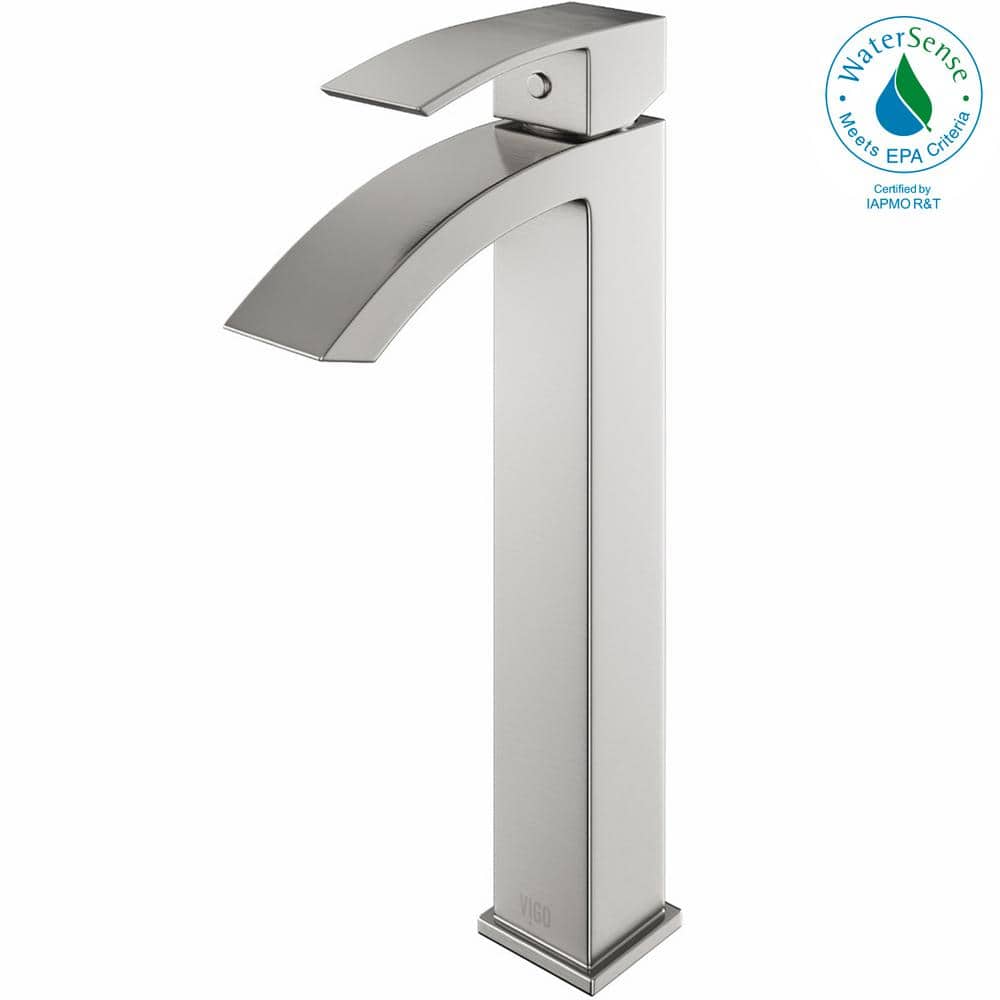 Modern Sleek 12" High Vessel Bathroom Faucet in Black Nickel