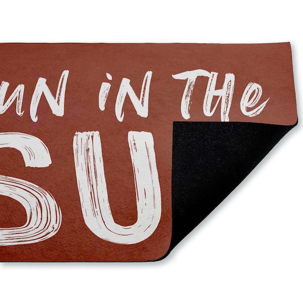 Fun In The Sun Sentiment Brown 18 in. x 30 in. Polyester Non-Slip Outdoor Door Mat