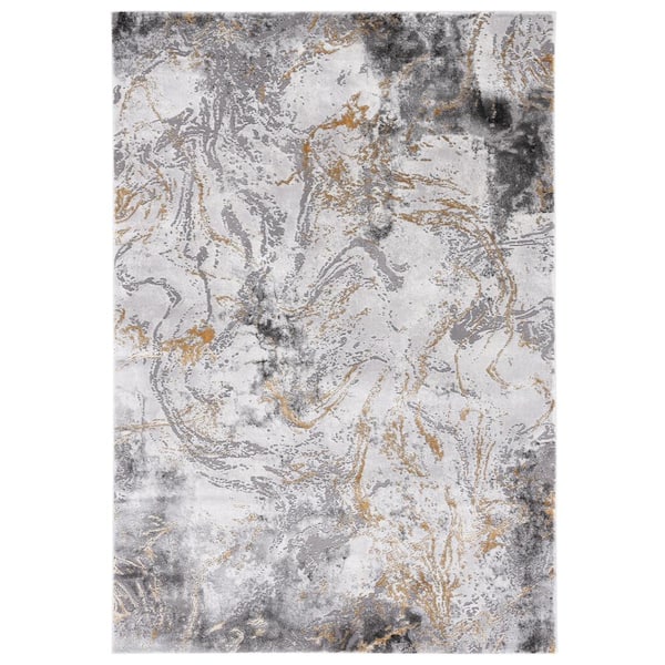 SAFAVIEH Craft Gray/Yellow 7 ft. x 7 ft. Abstract Marble Square Area Rug