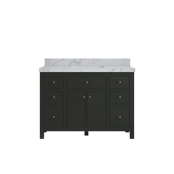 Willow Collections Sonoma 48 in. Single Sink Freestanding Black Top Bath Vanity with Venatino Quartz Top Unassembled