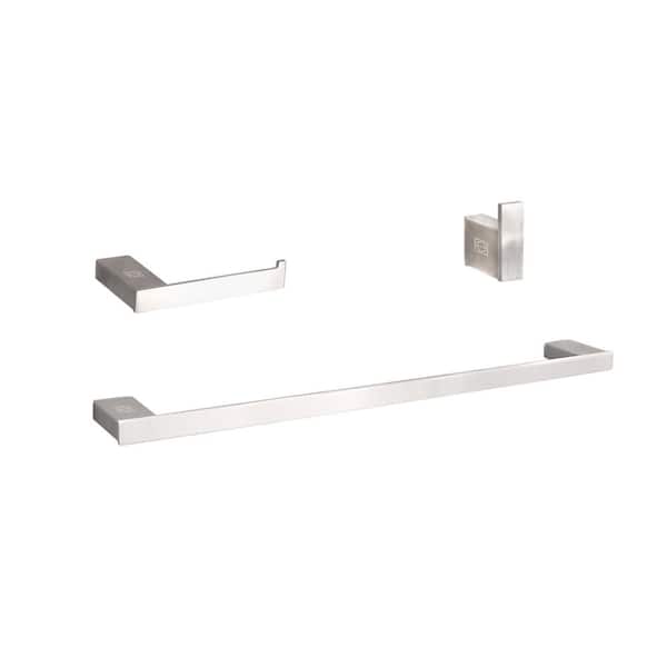Unbranded Timeless Home 3-Piece Bath Hardware Set with Mounting Hardware in Brushed Nickel