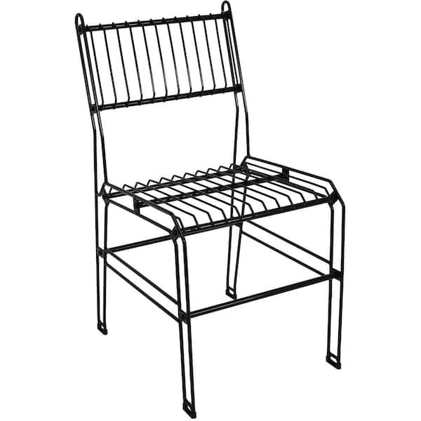 Sunnydaze Decor Steel Wire Indoor/Outdoor Dining Chair in Black