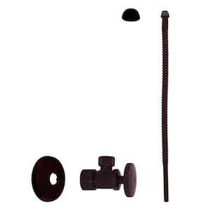 5/8 in. x 3/8 in. OD x 15 in. Corrugated Riser Supply Line Kit with 1/4-Turn Round Handle Angle Valve, Oil Rubbed Bronze