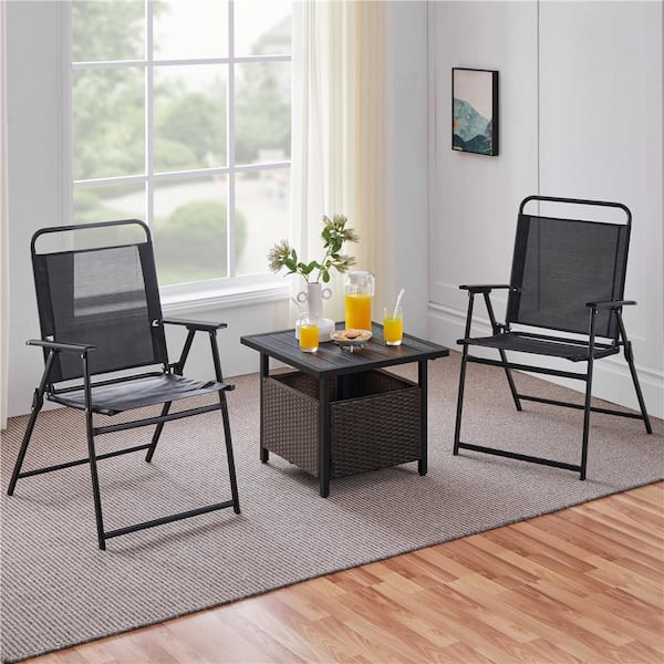 Yaheetech Outdoor Wicker Side Table with Patio Umbrella Hole for