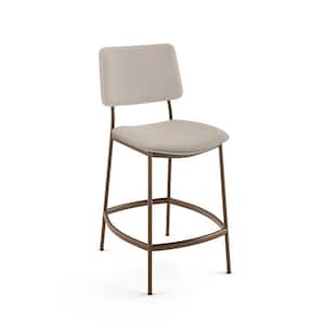Sullivan 26.5 in. Low Back Counter Stool Cream Faux Leather / Bronze Metal