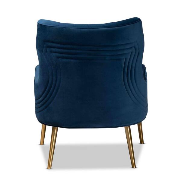 Baxton Studio Nelson Navy Blue and Gold Armchair 190 11546 HD