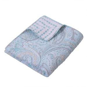 Spruce Spa Paisley Quilted Cotton Throw Blanket