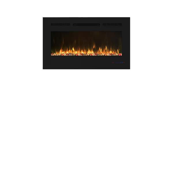 30 in. Wall-Mounted Metal Smart Electric Fireplace in Black