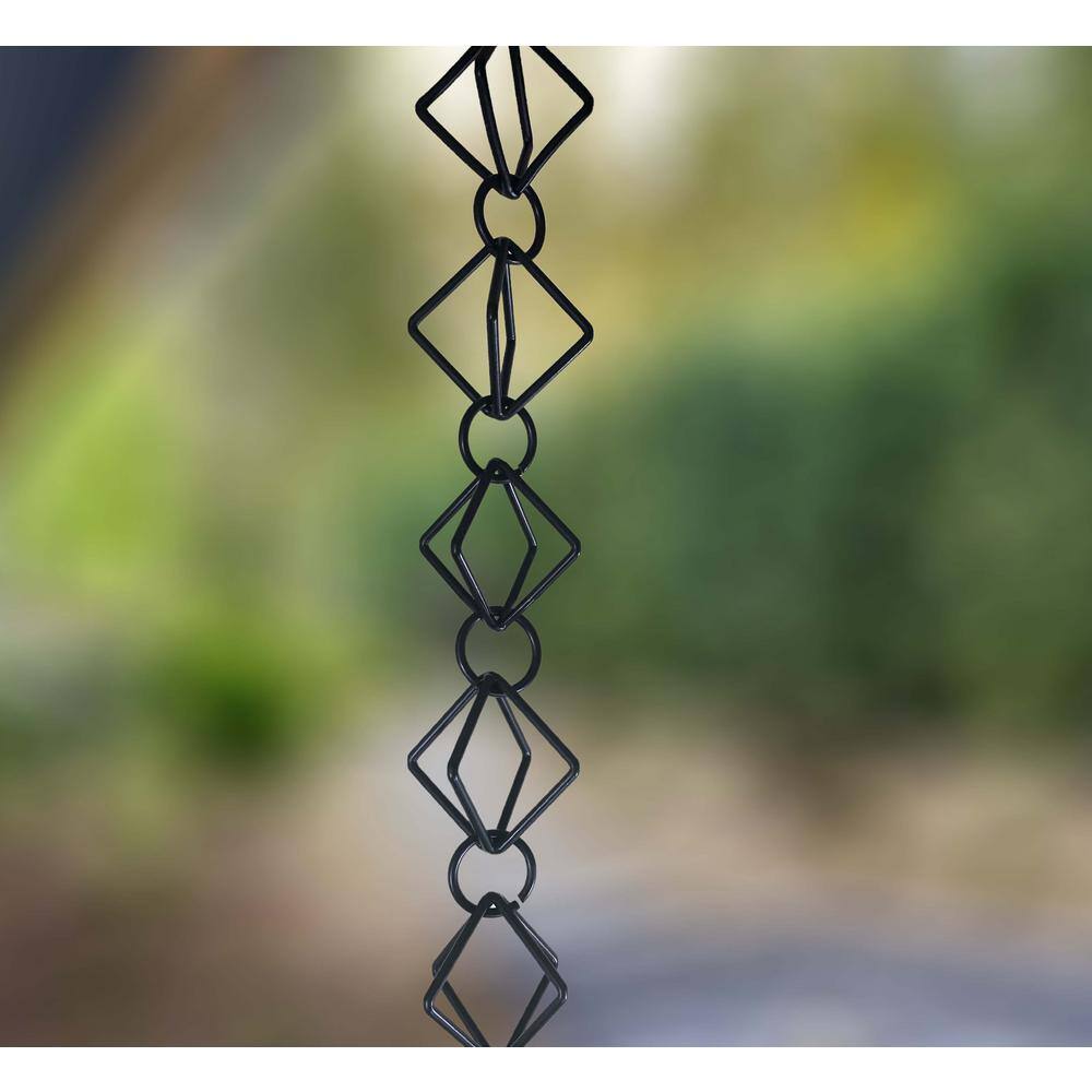 8.5 ft Black Metal Diamond Link Rain Chain