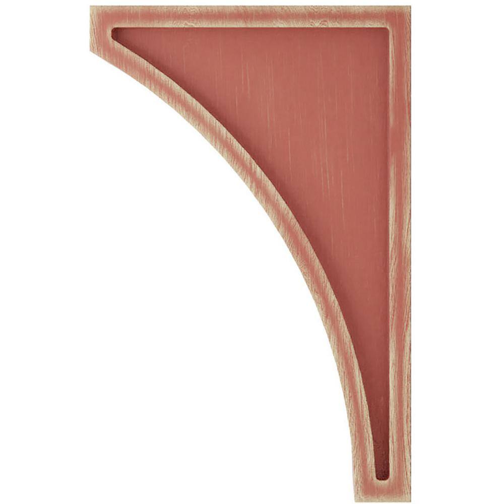 Salvage Red Rubberwood Vintage Decor Corbel, 10" H x 3" W x 6.5" D