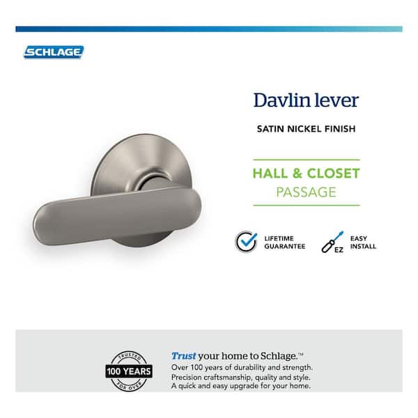 Schlage Davlin Satin Nickel Passage Hall/Closet Door Handle F10