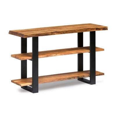 Alpine 48 in. Natural Standard Rectangle Wood Console Table with Storage