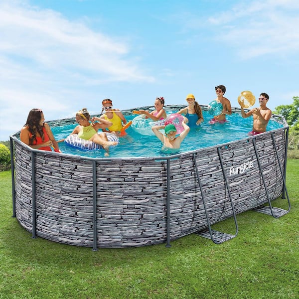 Funsicle Oasis Designer 16 ft. x 10 ft. Oval 48 in. Deep Metal
