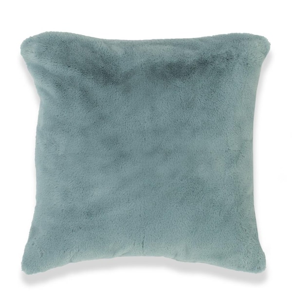 Natco Piper Soft Blue Faux Fur 20 in. x 20 in. Throw Pillow
