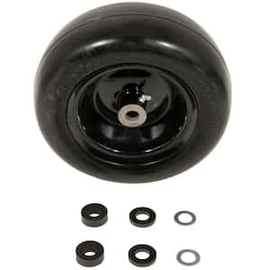 Universal 11 in. x 4 in. Smooth Tread Black Rim Flat Free Wheel Assembly for Zero-Turn Mowers w/3/4 in. or 5/8 in. Axles