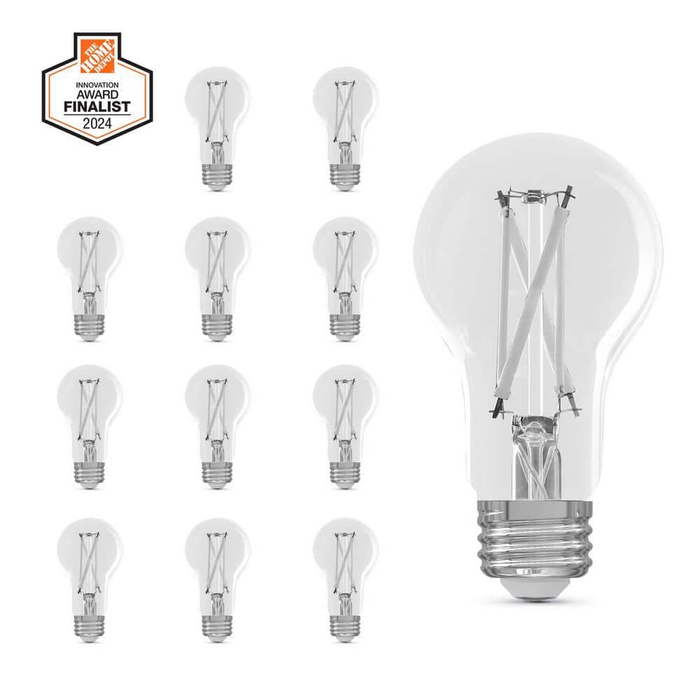 EcoSmart 100-Watt Equivalent A19 Dimmable White Filament CEC Clear Glass  E26 LED Light Bulb Daylight 5000K (12-Pack) A19100950WFILECP/2/6 - The Home  ..., image size:1000x1000