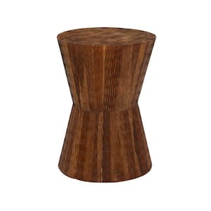 13 in. Brown Intricately Carved Medium Geometric Wood End Table