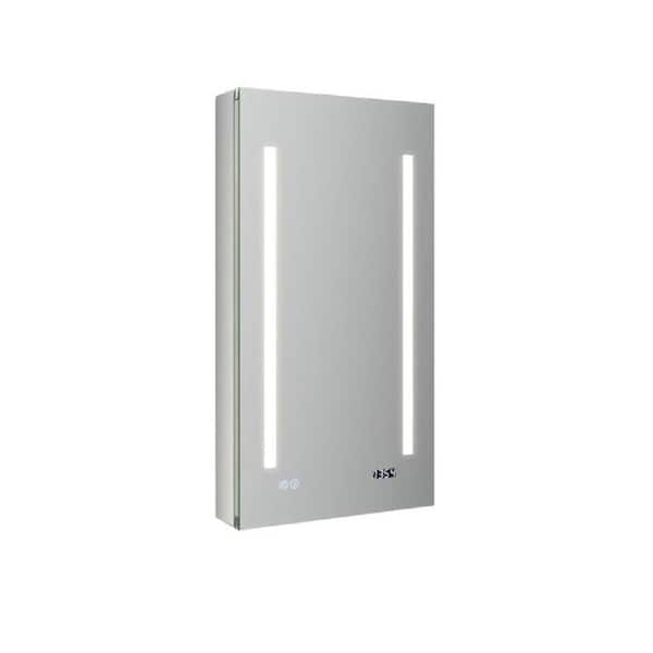 Fresca Tiempo 15 in. W x 30 in. H Rectangular Aluminum Medicine Cabinet with Mirror, LED Lighting and Defogger, Right Hinge