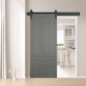 30 in. x 84 in. The Robinhood Dove Wood Sliding Barn Door with Hardware Kit in Stainless Steel