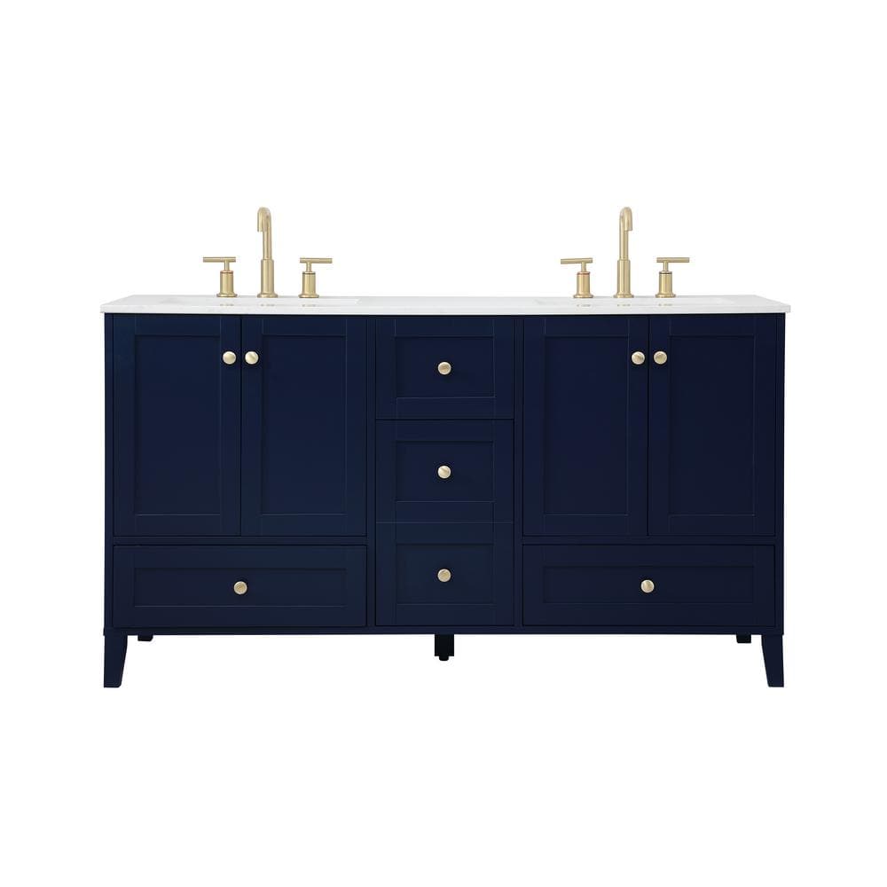 Timeless Home 60 in. W x 22 in. D x 34 in. H Double Bathroom Vanity in Blue