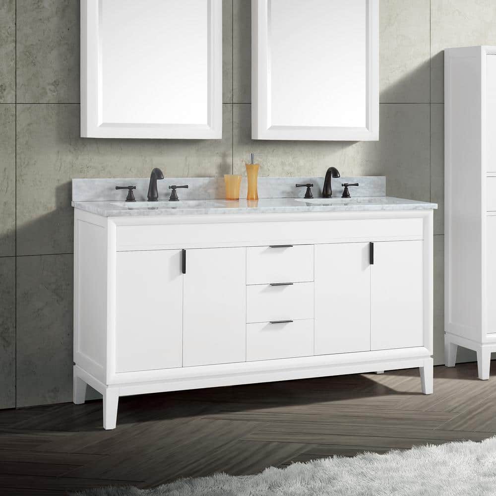 Emma 60" White Solid Wood Double Vanity Cabinet