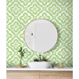 Kiwi Green Talia Botanical Medallion Paper Unpasted Wallpaper Roll 60.75 sq. ft.