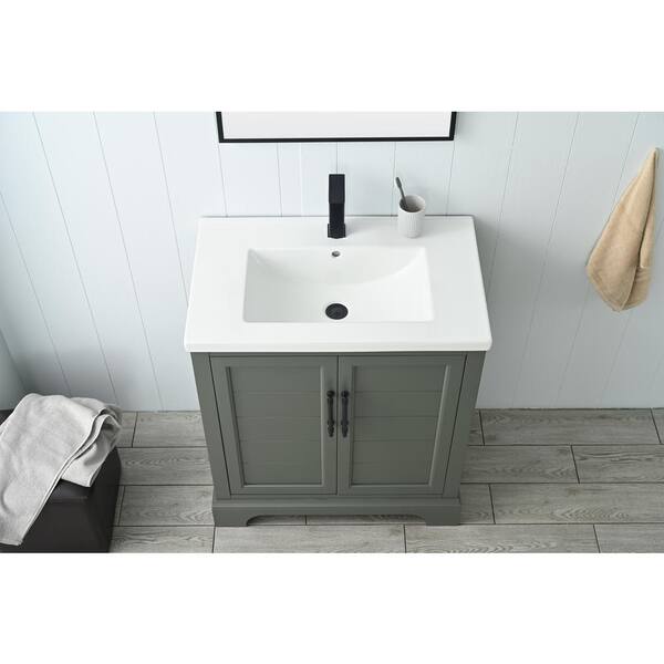 Vanity Art Vannes 30 in. W x 18 in. D x 34.5 in. H Single Sink Bathroom Vanity in Vintage Green with Ceramic Top