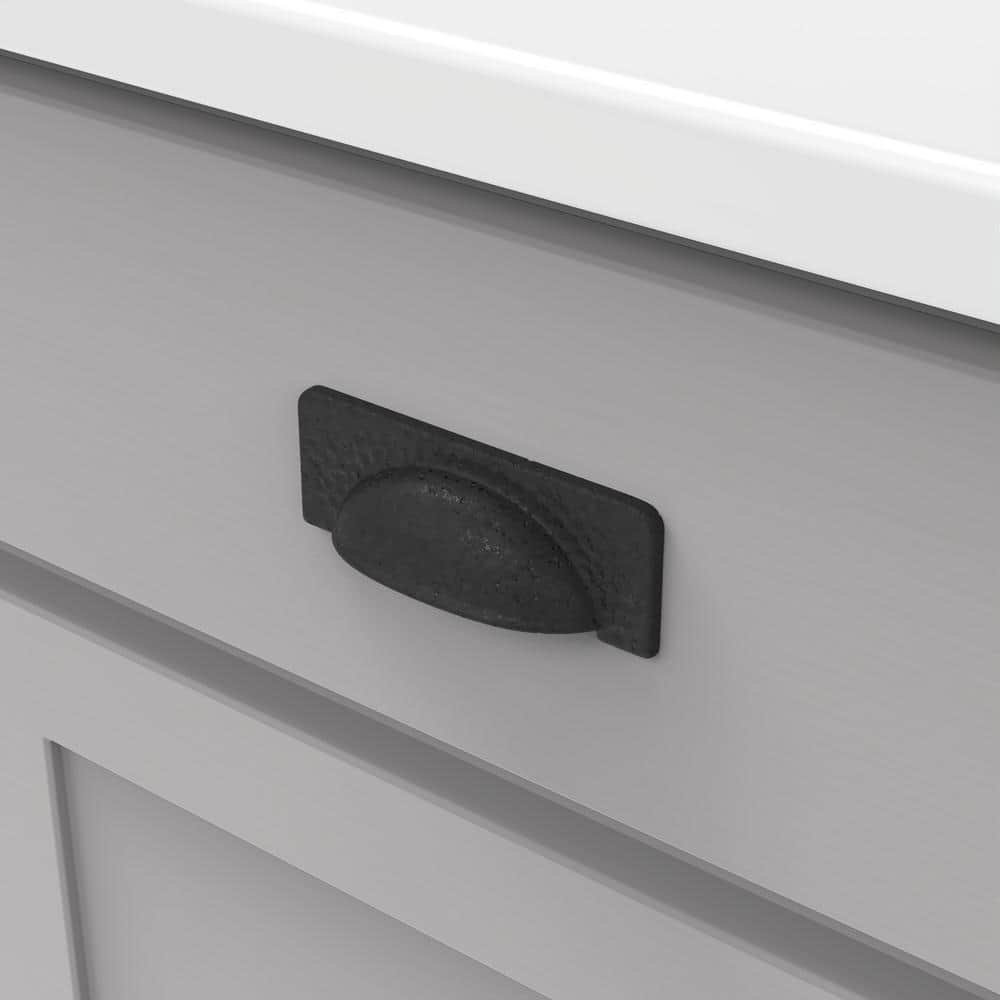 Black Iron Craftsman Kitchen Cabinet Drawer Pulls, 3-3/4"
