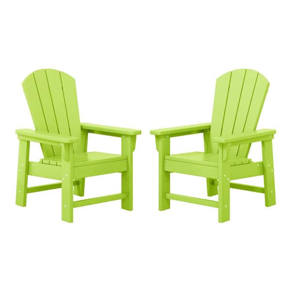 WESTIN OUTDOOR Children's Laguna Set of 2 Outdoor Patio All Weather Fade Resistant Kids Poly Plastic Adirondack Chairs in Lime