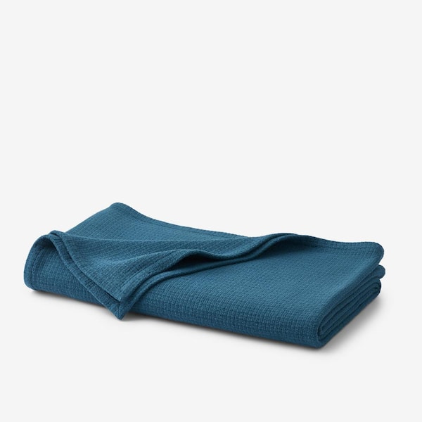 The Company Store Cotton Weave Teal Solid Twin Woven Blanket