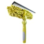 12 in. Dual Rotation Window Squeegee+ Scrubber Combo Attachment w/Handle Includes 10 in., 12 in., 14 in. Squeegee Blades
