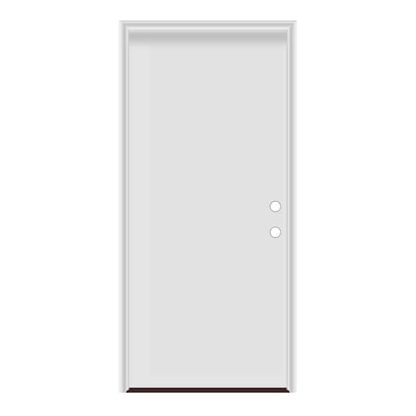 28 in. x 80 in. Left-Hand/Inswing Flush Primed Steel Prehung Front Door w/PVC Frame