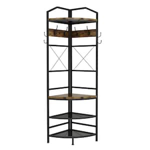 BYBLIGHT 78 in. Brown Free-standing Industrial Clothes Rack Freestanding  Closet Organizer Storage with Double Rods BB-U028GX1 - The Home Depot