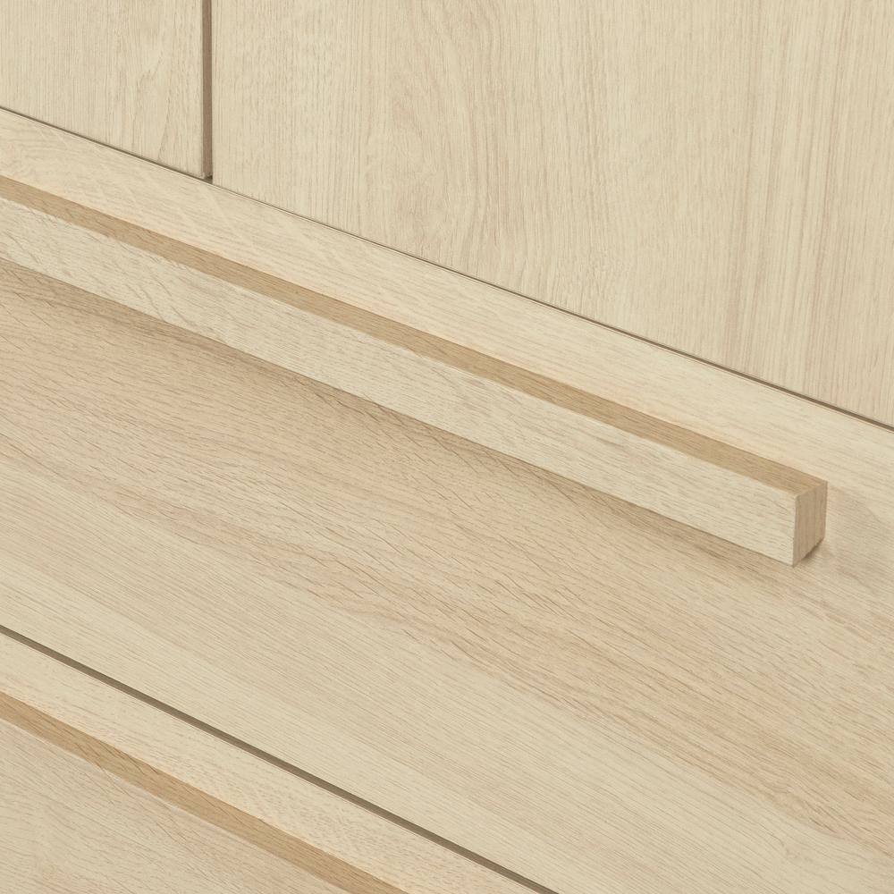 Bleached Oak Contemporary Hinged Wardrobe with Drawers and Shelves
