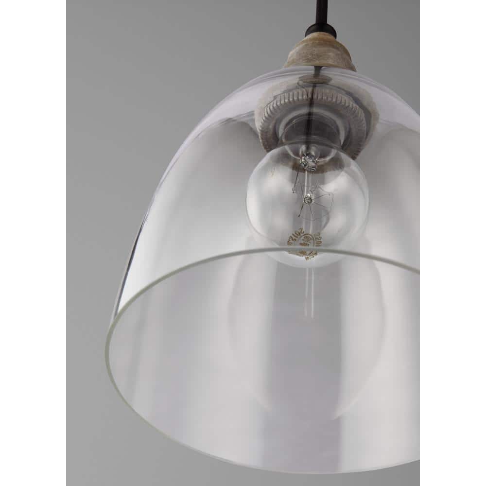 Driftwood & Dark Weathered Zinc Clear Glass Mini Pendant