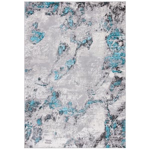 Amelia Gray/Turquoise 4 ft. x 6 ft. Abstract Distressed Area Rug
