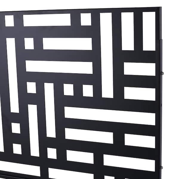 綾 4 ft. x 6.3 ft. Black Steel Outdoor Privacy Screen