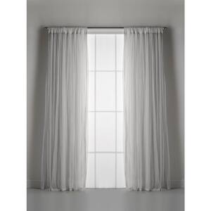 Whisper Grey Net Tulle Light Filtering Gathered Curtain 54 in. W x 96" L