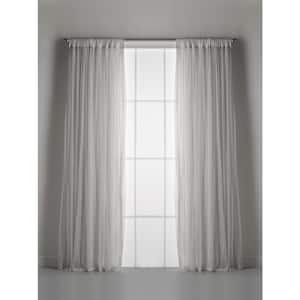 Whisper Grey Net Tulle Light Filtering Gathered Curtain 54 in. W x 108" L